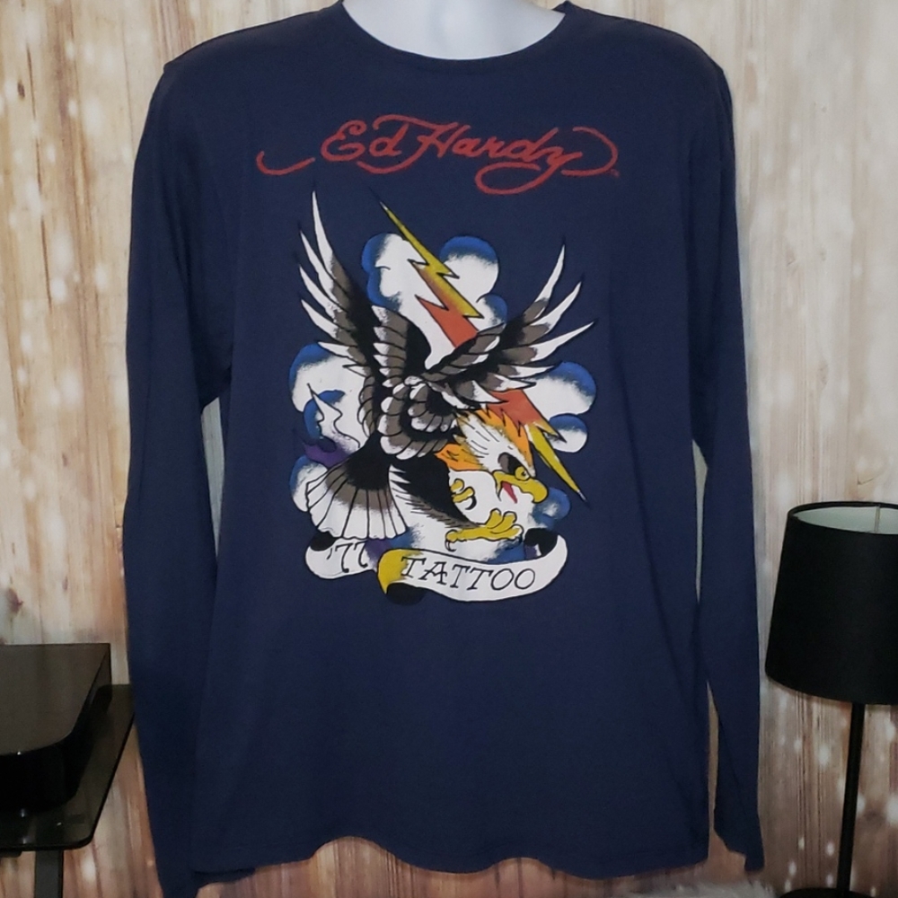 Ed Hardy Eagle Design Long Sleeve Tee - Picture 1 of 8